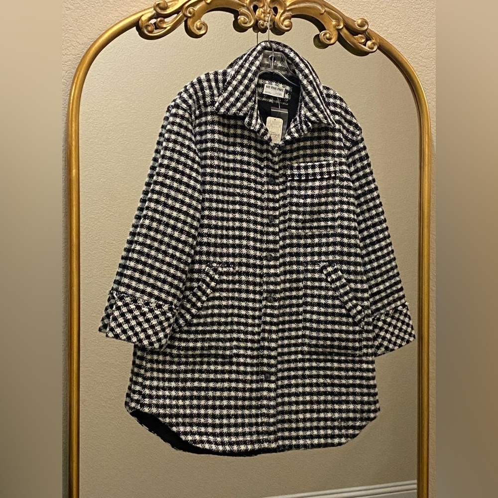 Free People We The Free Get Around Houndstooth Oversized Shirt Jacket Size XS - Picture 8 of 13